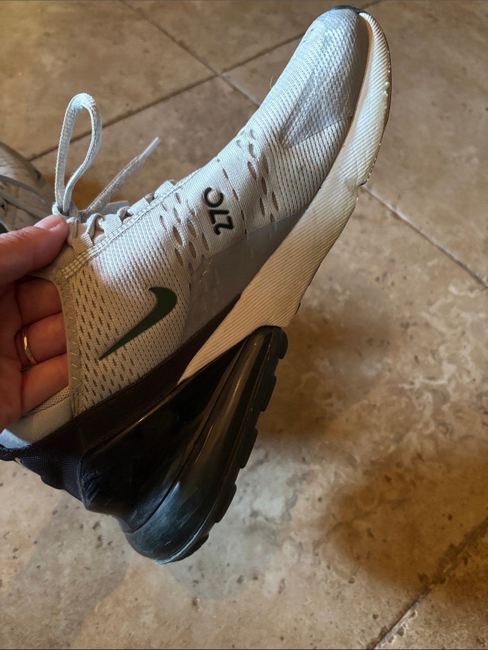 Nike Air270 White/Grey with Black and Green Heel Tab - Picture 7 of 10